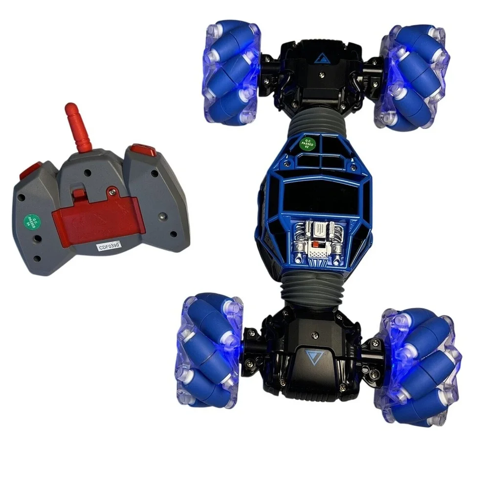 Blue RC Stunt‎ Car 360 Rotation Double Sided Off-Road Vehicle LED Lights CDF0390